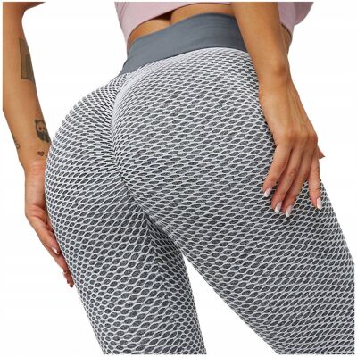 Luvu Legginsy sportowe push up wysoki stan karbowane - L Luvu Legginsy sportowe push up wysoki stan karbowane - L