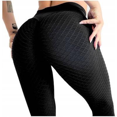 Luvu Legginsy sportowe push up wysoki stan karbowane - M Luvu Legginsy sportowe push up wysoki stan karbowane - M