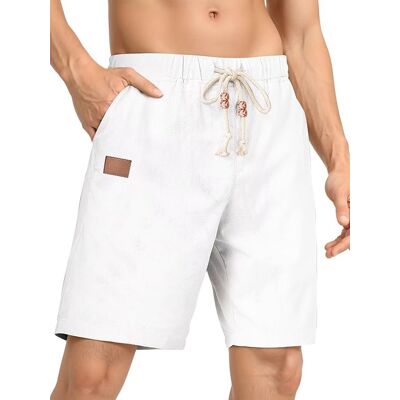 Inny producent Męskie lniane Spodenki Cargo Chino Letnie Bermudy Sportowe Białe 36 Inny producent Męskie lniane Spodenki Cargo Chino Letnie Bermudy Sportowe Białe 36