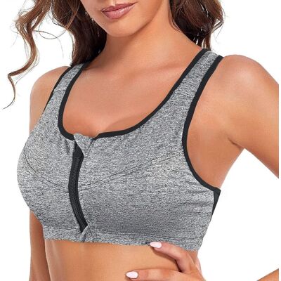 Inny producent SHEKINI Biustonosz Sportowy z Suwakiem Fitness Joga Siłownia Szary 3XL Inny producent SHEKINI Biustonosz Sportowy z Suwakiem Fitness Joga Siłownia Szary 3XL