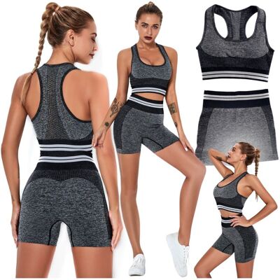 Zolta Strój Sportowy Damski, Komplet Top I Szorty Fitness Joga, Rozmiar XS Zolta Strój Sportowy Damski, Komplet Top I Szorty Fitness Joga, Rozmiar XS