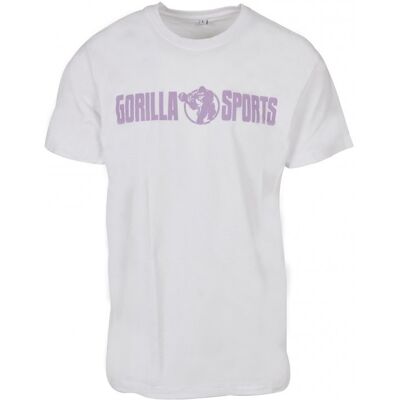 Gorilla Sports T-shirt z okrągłym dekoltem biały/fioletowy XL Gorilla Sports T-shirt z okrągłym dekoltem biały/fioletowy XL