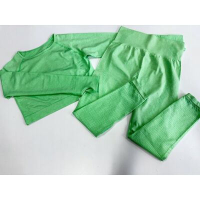 Inny producent Zielony komplet sportowy damski L legginsy i top z długim rękawem Inny producent Zielony komplet sportowy damski L legginsy i top z długim rękawem