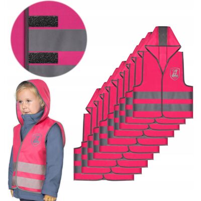 Swissbrands Kamizelka Odblaskowa Ostrzegawcza Róż Z Kapturem Dzieci 80-130cm 3-6l 10szt Swissbrands Kamizelka Odblaskowa Ostrzegawcza Róż Z Kapturem Dzieci 80-130cm 3-6l 10szt