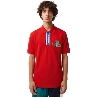 Koszulka Męska Lacoste Polówka Z Kontrastowym Zapieciem Czerwona R. L Koszulka Męska Lacoste Polówka Z Kontrastowym Zapieciem Czerwona R. L