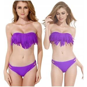 Inny producent Bikini bandeau z frędzlami strój kąpielowy dwuczęściowy fioletowy L Inny producent Bikini bandeau z frędzlami strój kąpielowy dwuczęściowy fioletowy L