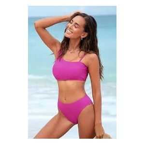 inna (Inny) CUPSHE Różowy asymetryczny zestaw bikini z górą i dołem o średnim stanie inna (Inny) CUPSHE Różowy asymetryczny zestaw bikini z górą i dołem o średnim stanie