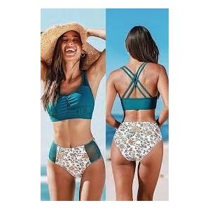 Inny producent Cupshe Sportowe Bikini Bralette I Majtki Z Średnim Stanem Kwiatowym Wzorem Inny producent Cupshe Sportowe Bikini Bralette I Majtki Z Średnim Stanem Kwiatowym Wzorem