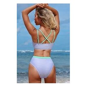inna (Inny) CUPSHE Teksturowany diamentowy zestaw bikini góra i dół z wysokim stanem inna (Inny) CUPSHE Teksturowany diamentowy zestaw bikini góra i dół z wysokim stanem