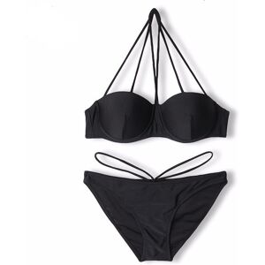 100% DAMSKI DWUCZĘŚCIOWY STRÓJ KĄPIELOWY CZARNY Z OZDOBNYMI PASKAMI BIKINI L 100% DAMSKI DWUCZĘŚCIOWY STRÓJ KĄPIELOWY CZARNY Z OZDOBNYMI PASKAMI BIKINI L