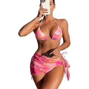 Inny producent Damski Strój Kąpielowy Dwuczęściowy Kostium Bikini z Chustą Różowy M Inny producent Damski Strój Kąpielowy Dwuczęściowy Kostium Bikini z Chustą Różowy M