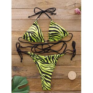 Inny producent Dwuczęściowy Strój Kąpielowy BIKINI w Zebrę z Wiązaniami - S Inny producent Dwuczęściowy Strój Kąpielowy BIKINI w Zebrę z Wiązaniami - S