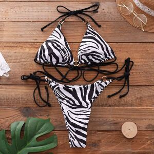 Inny producent Dwuczęściowy Strój Kąpielowy BIKINI w Zebrę z Wiązaniami - XL Inny producent Dwuczęściowy Strój Kąpielowy BIKINI w Zebrę z Wiązaniami - XL