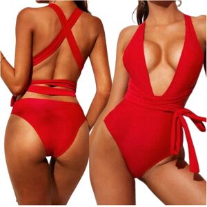 Zolta Jednoczęściowy strój kąpielowy czerwony seksy monokini z dekoltem S Zolta Jednoczęściowy strój kąpielowy czerwony seksy monokini z dekoltem S