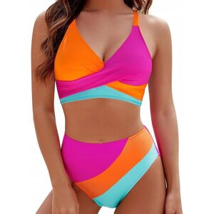 Inny producent Modny Dwuczęściowy Strój Kąpielowy Tęczowy V-Neck Wysoki Stan Bikini Xl Inny producent Modny Dwuczęściowy Strój Kąpielowy Tęczowy V-Neck Wysoki Stan Bikini Xl