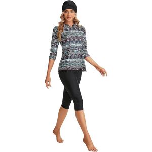 Inny producent NadamuSun Wzorzysty Strój Kąpielowy dla Kobiet z Rękawem 3/4, 4XL Inny producent NadamuSun Wzorzysty Strój Kąpielowy dla Kobiet z Rękawem 3/4, 4XL