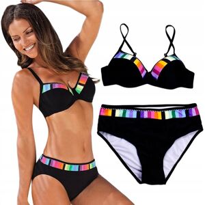 124NG Push Up Strój Kąpielowy Czarny Kolorowe Wstawki Push Up L 124NG Push Up Strój Kąpielowy Czarny Kolorowe Wstawki Push Up L