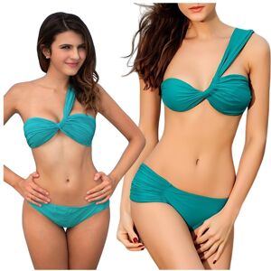 Zolta Strój dwuczęściowy turkusowy na jedno ramię bardotka bikini modny M Zolta Strój dwuczęściowy turkusowy na jedno ramię bardotka bikini modny M