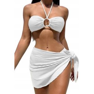 inna (Inny) Strój Kąpielowy 3-Częściowy Biały Komplet Plażowy Bikini Spódniczka S inna (Inny) Strój Kąpielowy 3-Częściowy Biały Komplet Plażowy Bikini Spódniczka S