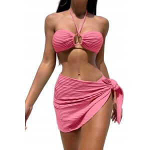 inna (Inny) Strój Kąpielowy 3-Częściowy Różowy Komplet Plażowy Bikini Spódniczka S inna (Inny) Strój Kąpielowy 3-Częściowy Różowy Komplet Plażowy Bikini Spódniczka S