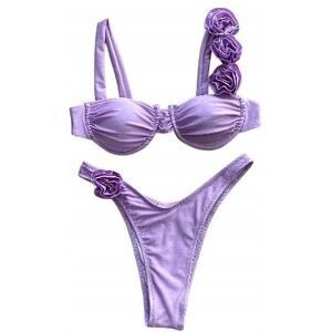 Inny producent Strój Kąpielowy Bikini Dwuczęściowy Ozdobne Kwiaty Seksowny Fioletowy L Inny producent Strój Kąpielowy Bikini Dwuczęściowy Ozdobne Kwiaty Seksowny Fioletowy L