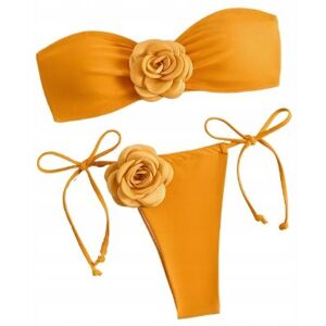 Inny producent Strój Kąpielowy Bikini Dwuczęściowy Z Ozdobnymi Kwiatami Bandeau Orange M Inny producent Strój Kąpielowy Bikini Dwuczęściowy Z Ozdobnymi Kwiatami Bandeau Orange M