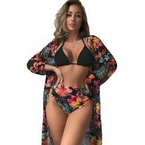 Inny producent Strój Kąpielowy Bikini Kimono Kwiaty Czarny L Inny producent Strój Kąpielowy Bikini Kimono Kwiaty Czarny L