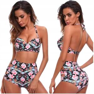 Zolta Strój kąpielowy dwuczęściowy bikini wysoki stan modelujący kwiaty komplet S Zolta Strój kąpielowy dwuczęściowy bikini wysoki stan modelujący kwiaty komplet S