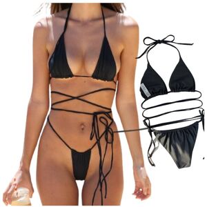 Zolta Strój kąpielowy dwuczęściowy wiązany czarny bikini kostium plaża L Zolta Strój kąpielowy dwuczęściowy wiązany czarny bikini kostium plaża L