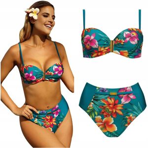 Strój kąpielowy dwuczęściowy wysoki stan SELF 730 M22 Floral 40D L 75D Strój kąpielowy dwuczęściowy wysoki stan SELF 730 M22 Floral 40D L 75D