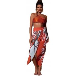 Inny producent Stylowy Zestaw Kąpielowy Bikini Z Wysokim Stanem I Chustą Pomarańczowy L Inny producent Stylowy Zestaw Kąpielowy Bikini Z Wysokim Stanem I Chustą Pomarańczowy L