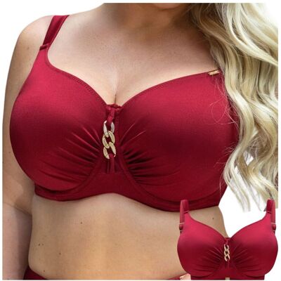 Kris Line Biustonosz kąpielowy miękki zbiera biust KRISLINE CURACAO Bordeaux Soft 70I Kris Line Biustonosz kąpielowy miękki zbiera biust KRISLINE CURACAO Bordeaux Soft 70I