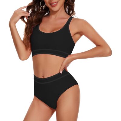 Inny producent Damski Strój Kąpielowy Dwuczęściowy Bikini Dopasowany Sportowy Czarny S Inny producent Damski Strój Kąpielowy Dwuczęściowy Bikini Dopasowany Sportowy Czarny S