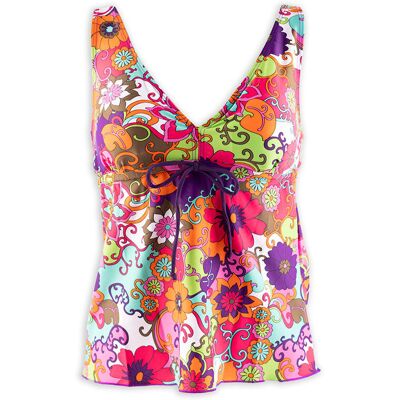 Damskie tankini z wiązaniem i orientalnym wzorem fioletowe Mariss r.5XL Damskie tankini z wiązaniem i orientalnym wzorem fioletowe Mariss r.5XL