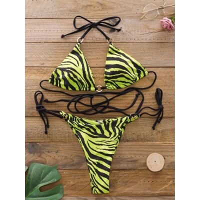 Inny producent Dwuczęściowy Strój Kąpielowy BIKINI w Zebrę z Wiązaniami - XL Inny producent Dwuczęściowy Strój Kąpielowy BIKINI w Zebrę z Wiązaniami - XL