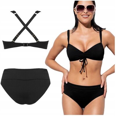 Inny producent Strój kąpielowy dwuczęściowy czarny bikini majtki z wysokim stanem 80B M Inny producent Strój kąpielowy dwuczęściowy czarny bikini majtki z wysokim stanem 80B M