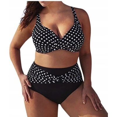 inna (Inny) Strój Kąpielowy Plus Size Kropki Groszki Kobiecy Czarny Na Plażę Lato 4Xl inna (Inny) Strój Kąpielowy Plus Size Kropki Groszki Kobiecy Czarny Na Plażę Lato 4Xl