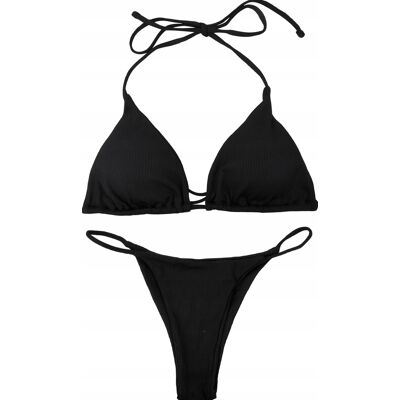 Inny producent Bikini Damskie Dwuczęściowe Stringi Wiązane Stroje Kąpielowe Czarne Inny producent Bikini Damskie Dwuczęściowe Stringi Wiązane Stroje Kąpielowe Czarne