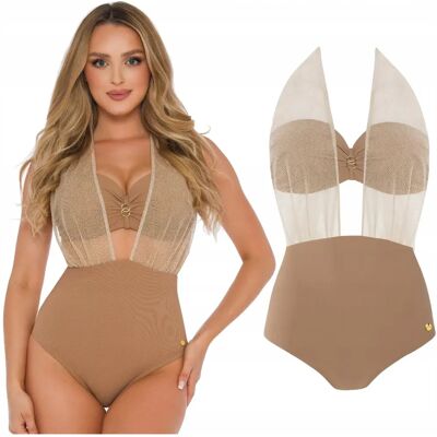 Strój Kąpielowy Dwuczęściowy Wysoki Stan Z Siatką Self 1045 Como 42c/xl 80c Strój Kąpielowy Dwuczęściowy Wysoki Stan Z Siatką Self 1045 Como 42c/xl 80c