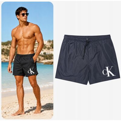Męskie Spodenki Kąpielowe Calvin Klein Logo Czarne Oryginalne Rozm. L Męskie Spodenki Kąpielowe Calvin Klein Logo Czarne Oryginalne Rozm. L