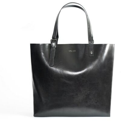 Solier Czarna Torba Shopper Damska Fl32 Tivora Black Solier Czarna Torba Shopper Damska Fl32 Tivora Black