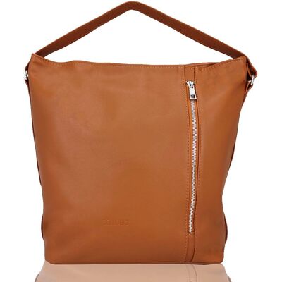 Bellugio Duża torebka damska skórzana typu shopper - brązowa Bellugio Duża torebka damska skórzana typu shopper - brązowa