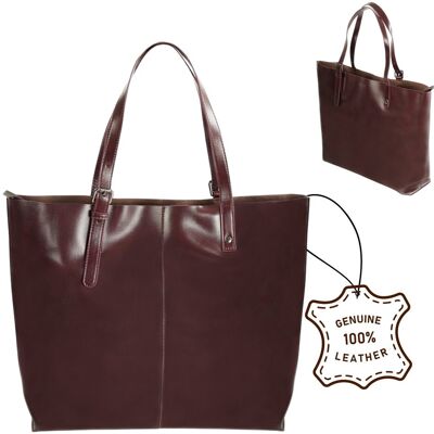 Elegancka Torebka Damska Ze Skóry Naturalnej Solier Tivora Maroon – Shopper A4 Bordowa Elegancka Torebka Damska Ze Skóry Naturalnej Solier Tivora Maroon – Shopper A4 Bordowa