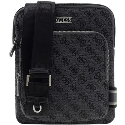 Guess Czarna męska saszetka materiałowa w monogram Boston Guess Czarna męska saszetka materiałowa w monogram Boston