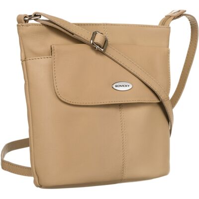Klasyczna Mała Listonoszka Damska Na Ramię Crossbody Ze Skóry Naturalnej Rovicky, Beżowy Klasyczna Mała Listonoszka Damska Na Ramię Crossbody Ze Skóry Naturalnej Rovicky, Beżowy