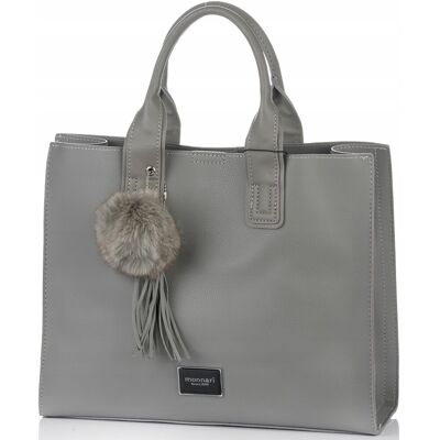Klasyczna Torba Z Pomponem Monnari Miejska Shopper Pojemna Szara Klasyczna Torba Z Pomponem Monnari Miejska Shopper Pojemna Szara