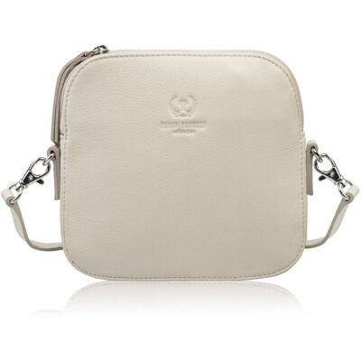 Paolo Peruzzi Mała torebka damska skórzana kopertówka na ramię crossbody do ręki beżowa AY-24-BG Paolo Peruzzi Mała torebka damska skórzana kopertówka na ramię crossbody do ręki beżowa AY-24-BG