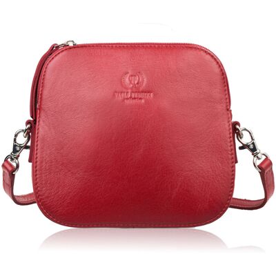 Mała torebka damska skórzana kopertówka na ramię crossbody do ręki czerwona Paolo Peruzzi AY-24-RD Mała torebka damska skórzana kopertówka na ramię crossbody do ręki czerwona Paolo Peruzzi AY-24-RD