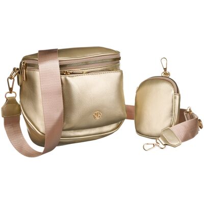 Miejska torebka damska listonoszka crossbody saszetka skóra ekologiczna Rovicky, złoty Miejska torebka damska listonoszka crossbody saszetka skóra ekologiczna Rovicky, złoty