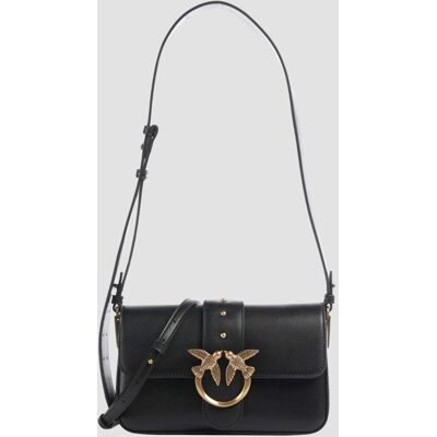 PINKO Czarna skórzana damska torebka kopertówka Love One Mini Slouchy FL PINKO Czarna skórzana damska torebka kopertówka Love One Mini Slouchy FL